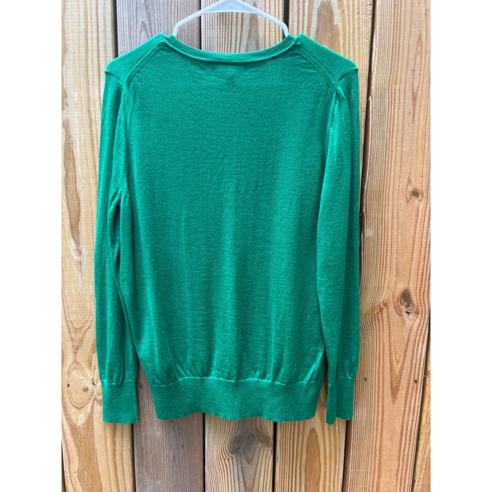 Banana Republic Womens Kelly Green 100% Merino Wool V-Neck Sweater Large - Picture 6 of 8